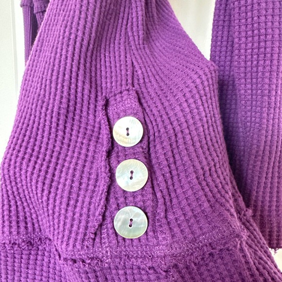 Soft Surroundings Purple Waffle Knit Raw Hem Tunic with Buttons - Picture 6 of 7